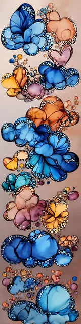 Free printable abstract cloud art bookmark featuring jewel tone clouds abstract art